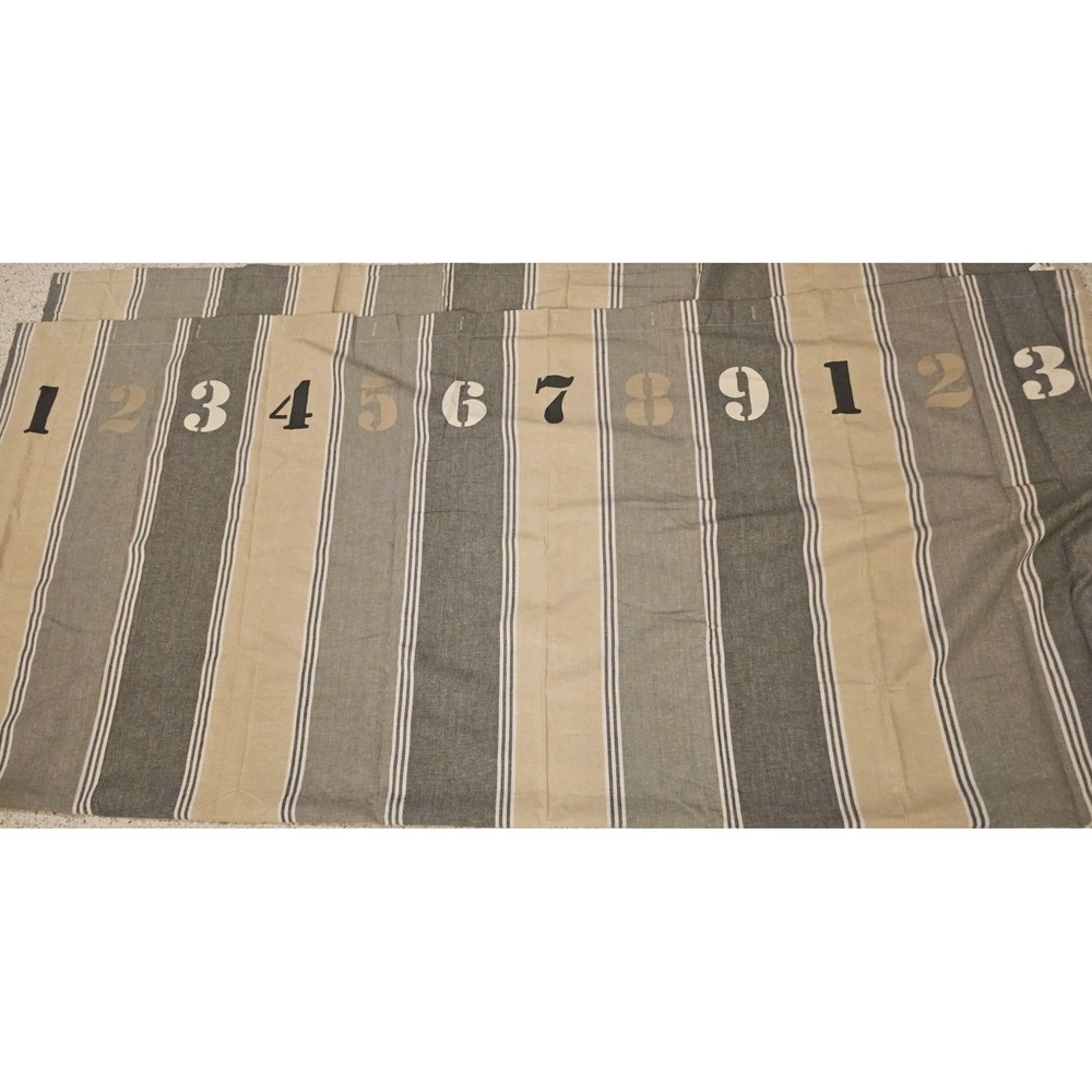 Park B. Smith Striped Cotton Shower Curtain NEW Nautical Numbered Tan Grey Cream
